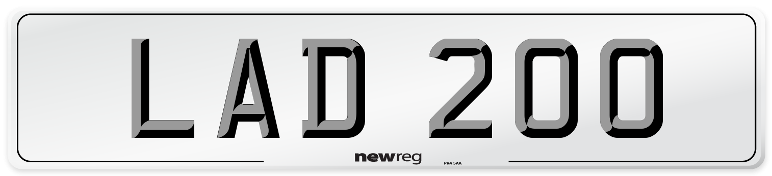 LAD 200 Number Plate from New Reg